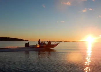 Fiske i kvällssolen